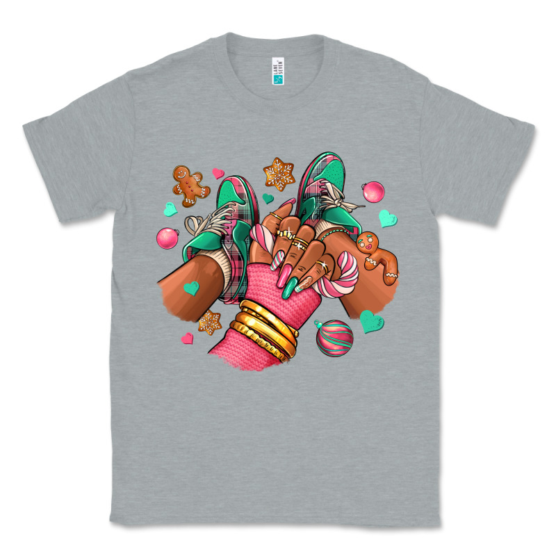Pink Christmas Black Girl Sneakers Classic Tee by RanaPortraitStore | Teevron