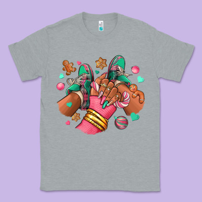 Pink Christmas Black Girl Sneakers Classic Tee Designed By Ranaportraitstore