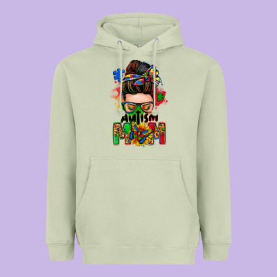 Autism Mom Messy Bun Heavyweight Hoodie Designed By Zillion Design Studio