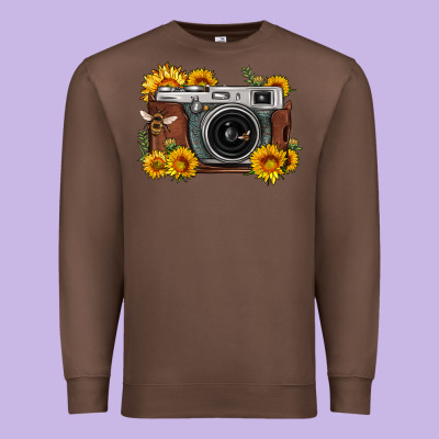 Sunflower Bee Vintage Camera Premium Sweatshirt Designed By Fadigitalartstudio