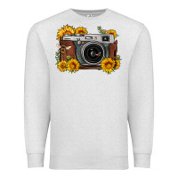 Oatmeal Heather sunflower bee vintage camera Premium Sweatshirt - FaDigitalArtStudio