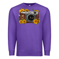 Purple sunflower bee vintage camera Premium Sweatshirt - FaDigitalArtStudio