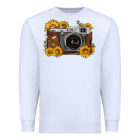 White sunflower bee vintage camera Premium Sweatshirt - FaDigitalArtStudio