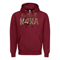 Burgundy football nana with leopard Zipper Hoodie - texasbilliewilder