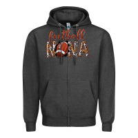 Charcoal Heather football nana with leopard Zipper Hoodie - texasbilliewilder