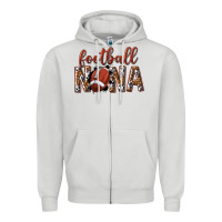 Dove Grey football nana with leopard Zipper Hoodie - texasbilliewilder