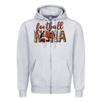 Heather Grey football nana with leopard Zipper Hoodie - texasbilliewilder