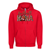Red football nana with leopard Zipper Hoodie - texasbilliewilder
