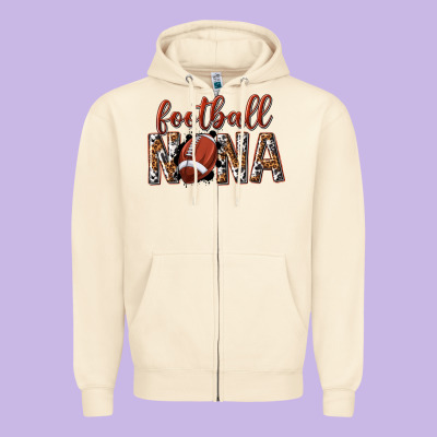 Football Nana With Leopard Zipper Hoodie Designed By Texasbilliewilder