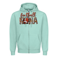 Seafoam football nana with leopard Zipper Hoodie - texasbilliewilder