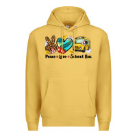 Antique Gold peace love school bus Premium Hoodie - NancyCooperArtShop