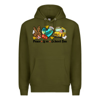 Army Green peace love school bus Premium Hoodie - NancyCooperArtShop