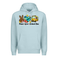 Blue Mist peace love school bus Premium Hoodie - NancyCooperArtShop