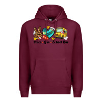 Burgundy peace love school bus Premium Hoodie - NancyCooperArtShop