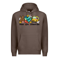 Coffee peace love school bus Premium Hoodie - NancyCooperArtShop