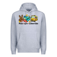 Heather Grey peace love school bus Premium Hoodie - NancyCooperArtShop