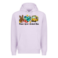 Lilac peace love school bus Premium Hoodie - NancyCooperArtShop