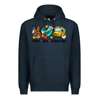 Navy peace love school bus Premium Hoodie - NancyCooperArtShop
