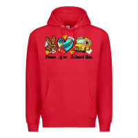 Red peace love school bus Premium Hoodie - NancyCooperArtShop