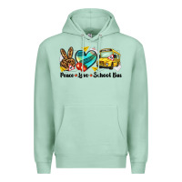 Seafoam peace love school bus Premium Hoodie - NancyCooperArtShop