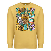 Antique Gold Chillin with my peeps Easter Premium Sweatshirt - OliviaCreatesArt