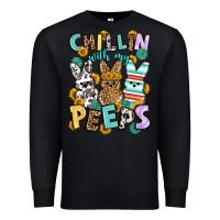 Black Chillin with my peeps Easter Premium Sweatshirt - OliviaCreatesArt