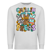 Dove Grey Chillin with my peeps Easter Premium Sweatshirt - OliviaCreatesArt