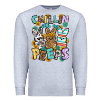 Heather Grey Chillin with my peeps Easter Premium Sweatshirt - OliviaCreatesArt