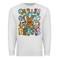 Oatmeal Heather Chillin with my peeps Easter Premium Sweatshirt - OliviaCreatesArt