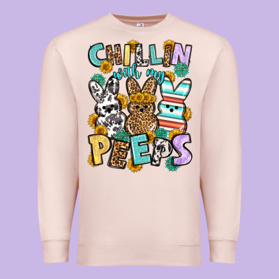 Chillin With My Peeps Easter Premium Sweatshirt Designed By Oliviacreatesart