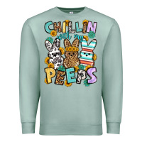 Seafoam Chillin with my peeps Easter Premium Sweatshirt - OliviaCreatesArt