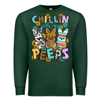 Sports Green Chillin with my peeps Easter Premium Sweatshirt - OliviaCreatesArt