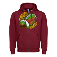 Burgundy footballwithsunflowers Zipper Hoodie - texasbilliewilder