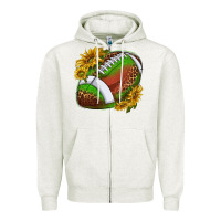Oatmeal Heather footballwithsunflowers Zipper Hoodie - texasbilliewilder