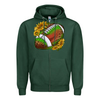 Sports Green footballwithsunflowers Zipper Hoodie - texasbilliewilder