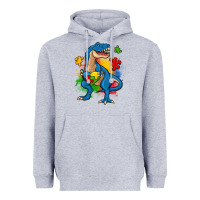 Heather Grey autism trex Heavyweight Hoodie - Zillion Design Studio
