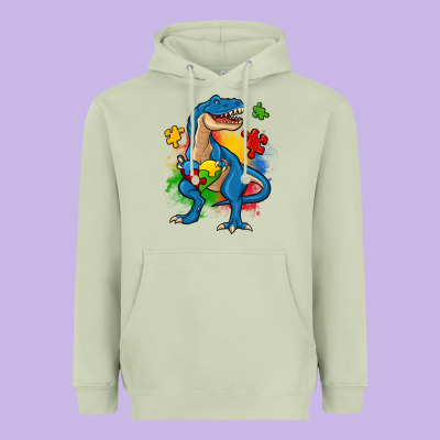 Autism Trex Heavyweight Hoodie Designed By Zillion Design Studio