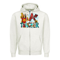 Oatmeal Heather a  teacher Zipper Hoodie - Zillion Design Studio