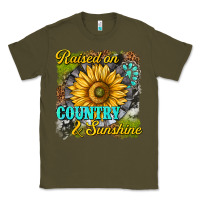 Army Green raised on country and sunshine Classic Tee - texasbilliewilder