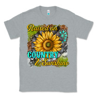 Heather Grey raised on country and sunshine Classic Tee - texasbilliewilder