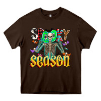 Chocolate Brown Spooky Season Heavy Core Tee - CowhideDigitalArt