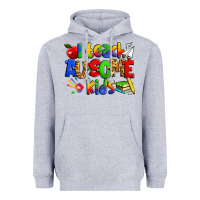 Heather Grey i teach ausome kids autism teacher Heavyweight Hoodie - Zillion Design Studio