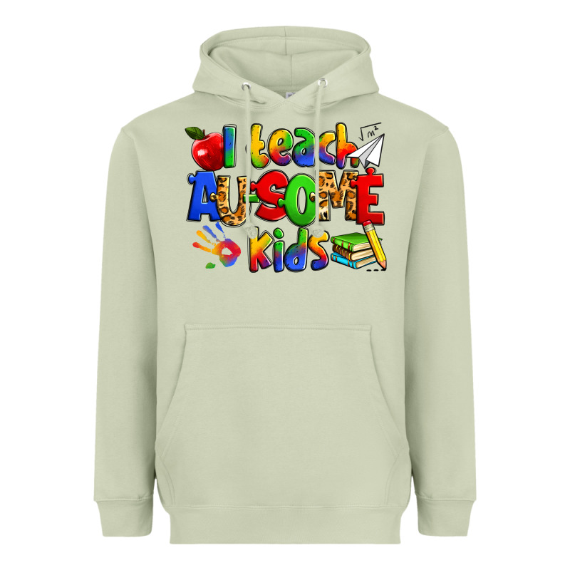 I Teach Ausome Kids Autism Teacher Heavyweight Hoodie by Zillion Design Studio | Teevron
