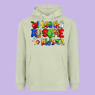 I Teach Ausome Kids Autism Teacher Heavyweight Hoodie Designed By Zillion Design Studio