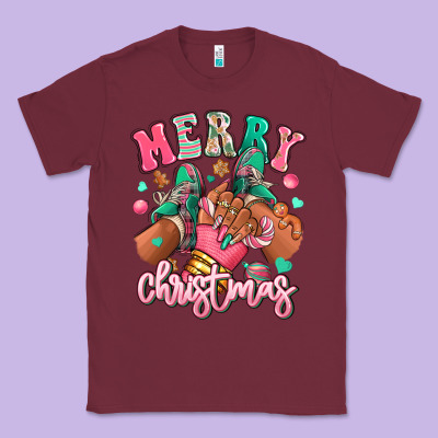 Pink Merry Christmas Black Girl Sneakers Classic Tee Designed By Ranaportraitstore