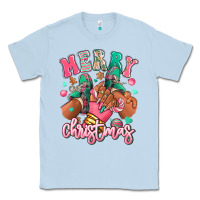 Dusty Blue pink merry christmas black girl sneakers Classic Tee - RanaPortraitStore