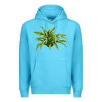 Ocean Blue Lemon Lime Dracaena Leaf Premium Hoodie - LillyAllenDesigns