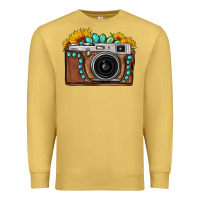 Antique Gold Sunflower Gemstone Vintage Camera Premium Sweatshirt - FaDigitalArtStudio