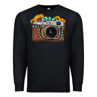 Black Sunflower Gemstone Vintage Camera Premium Sweatshirt - FaDigitalArtStudio