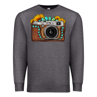 Charcoal Heather Sunflower Gemstone Vintage Camera Premium Sweatshirt - FaDigitalArtStudio